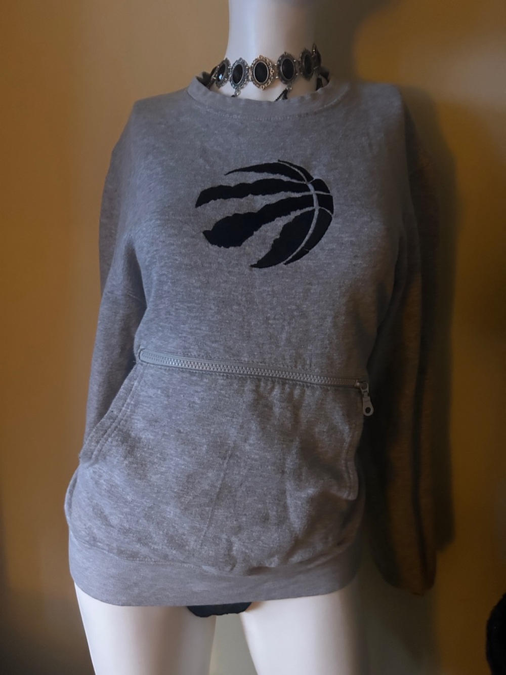 NBA Grey Sweatshirt with Black Logo Print